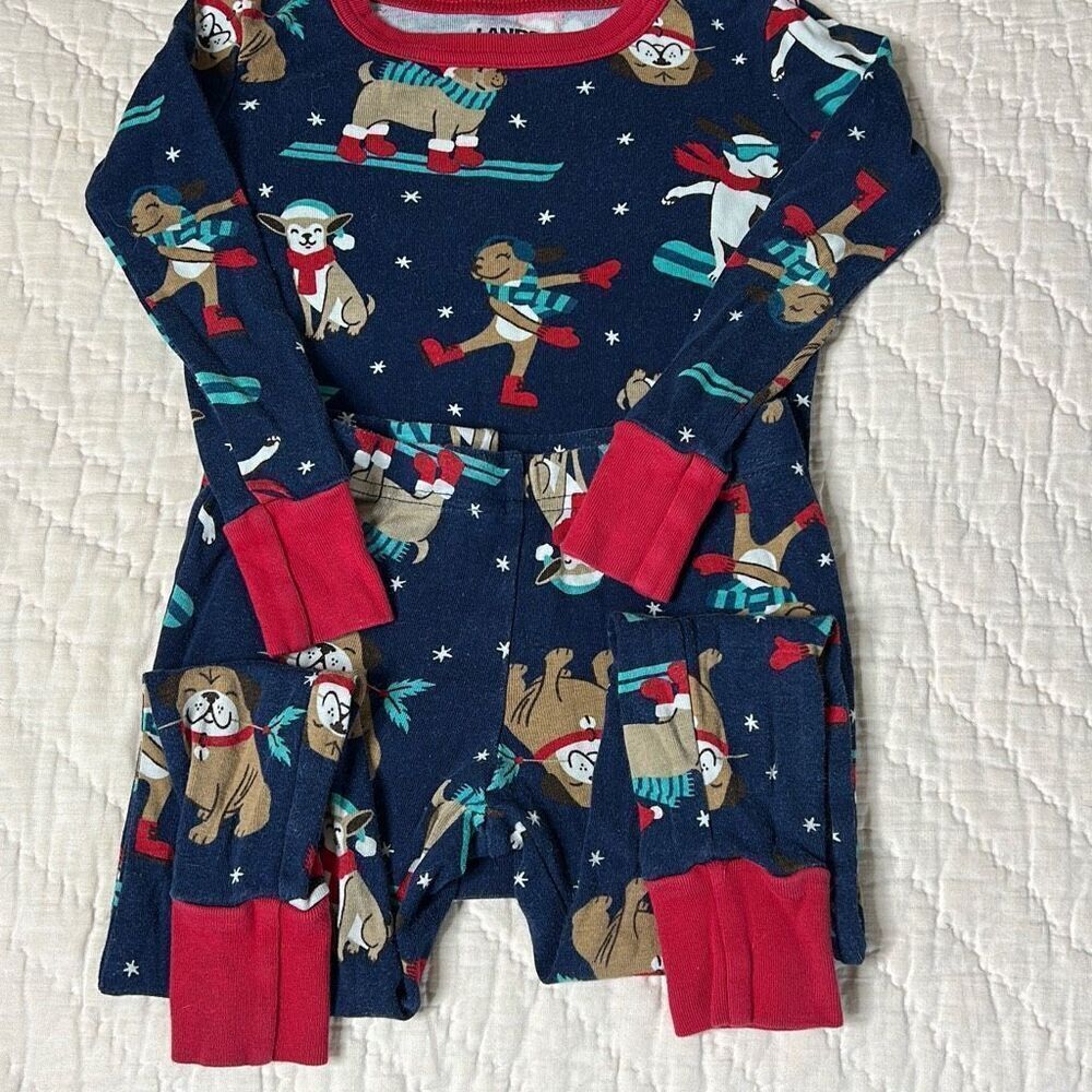 Lands’ End Dog Winter Sports Pajamas Sz 4 Unisex Sking Snowboarding